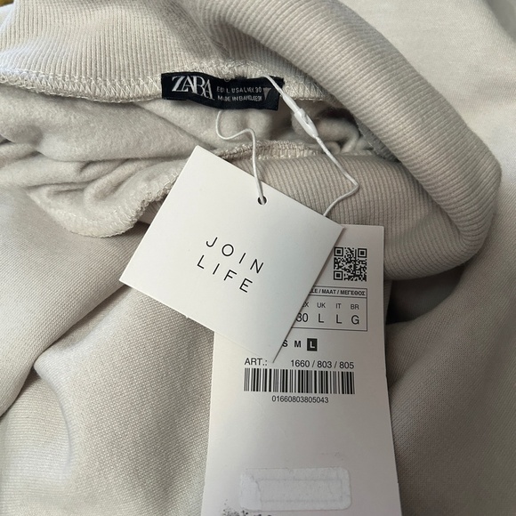 ZARA Turtleneck Sweater Top Classic Fleece Beige Ecologically Grown Oversized - Picture 9 of 15